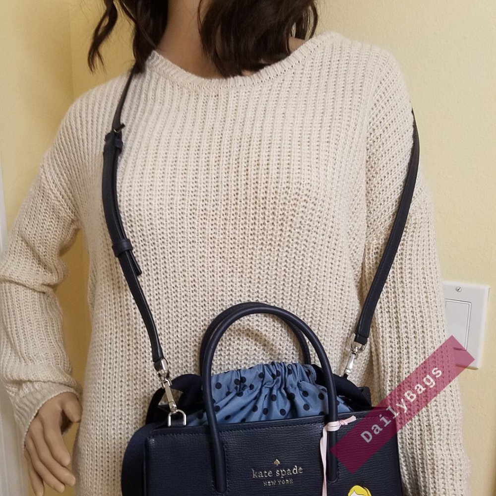 NWT KATE SPADE 100% AUTHENTIC ALICE SHOPPER DISNEY BLUE NAVY SMALL BAG - Picture 10 of 15